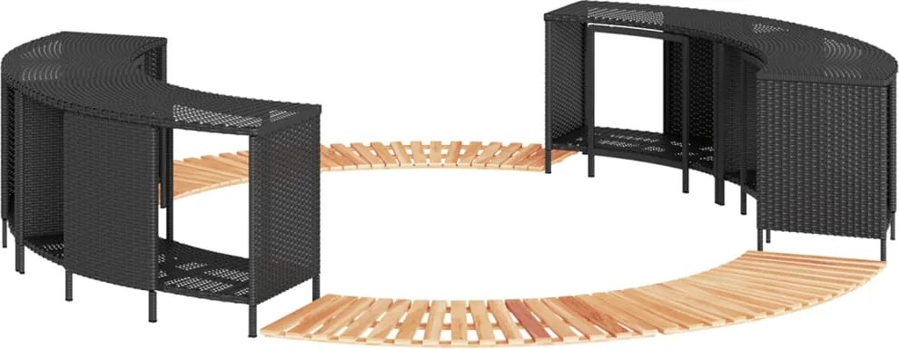 vidaXL Rám k vírivke, čierny, polyratan a akáciový masív