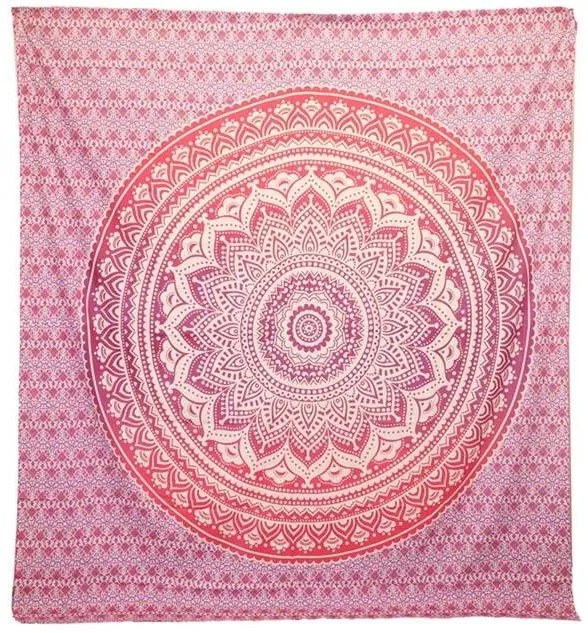 Tapiséria na stenu Mandala ružová 212x193cm