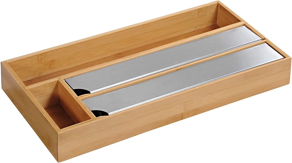 Kesper Řezačka a držák na alobal, folie, pečící papír - bambusový, 4 přihrádky