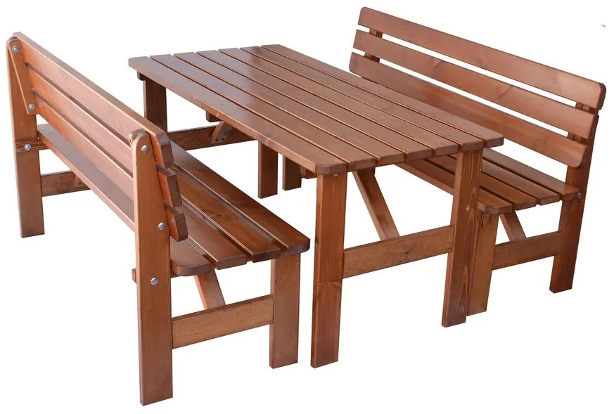 Drevený záhradný stôl VIKING 150cm‎ z borovicového dreva - lakovaný