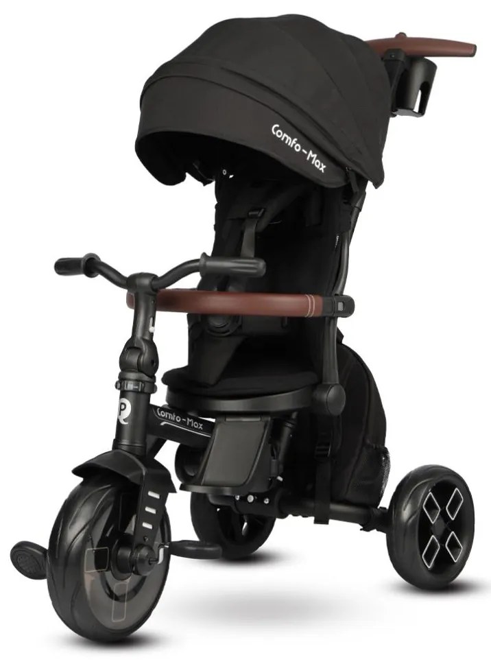 QPlay - Detská trojkolka 7 v 1 COMFO MAX čierna