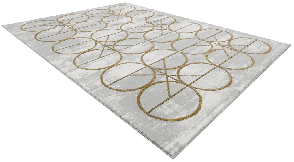Koberec EMERALD exkluzívny 1010 glamour, kruhy krémovo / zlatý