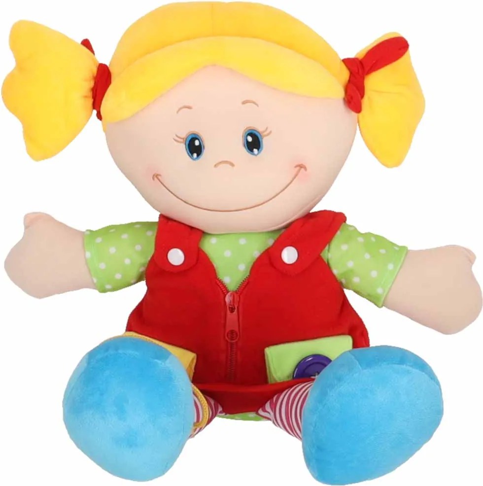 Látková senzorická bábika KIK na učenie obliekania, 46 cm