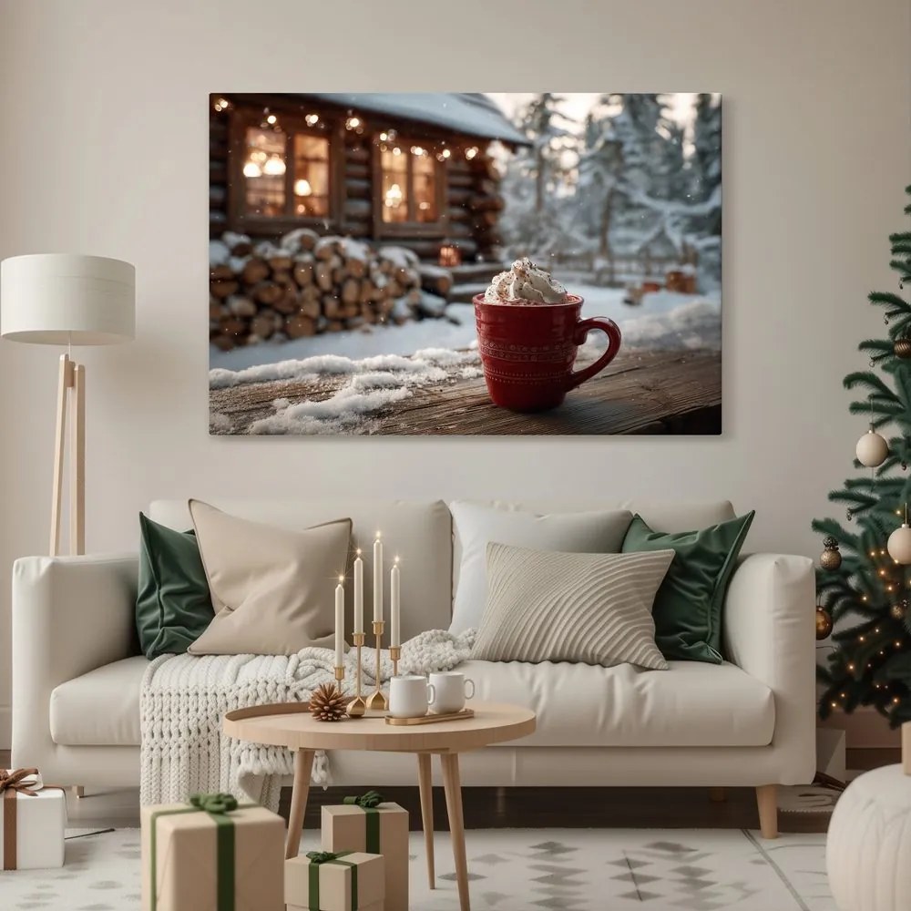 Obraz vianočná pohoda pred chatou