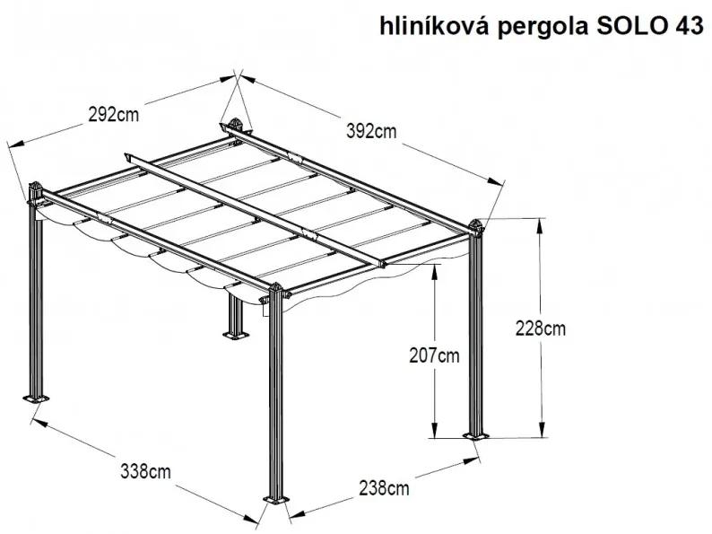 Hliníková pergola so zaťahovacou strechou 3,92 x 2,92 m Dekorhome
