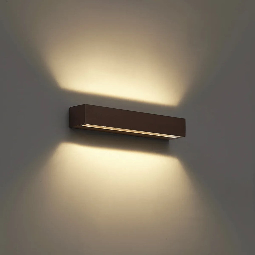 Priemyselné vonkajšie nástenné svietidlo hrdzavohnedé 38 cm vrátane LED IP65 - Hannah