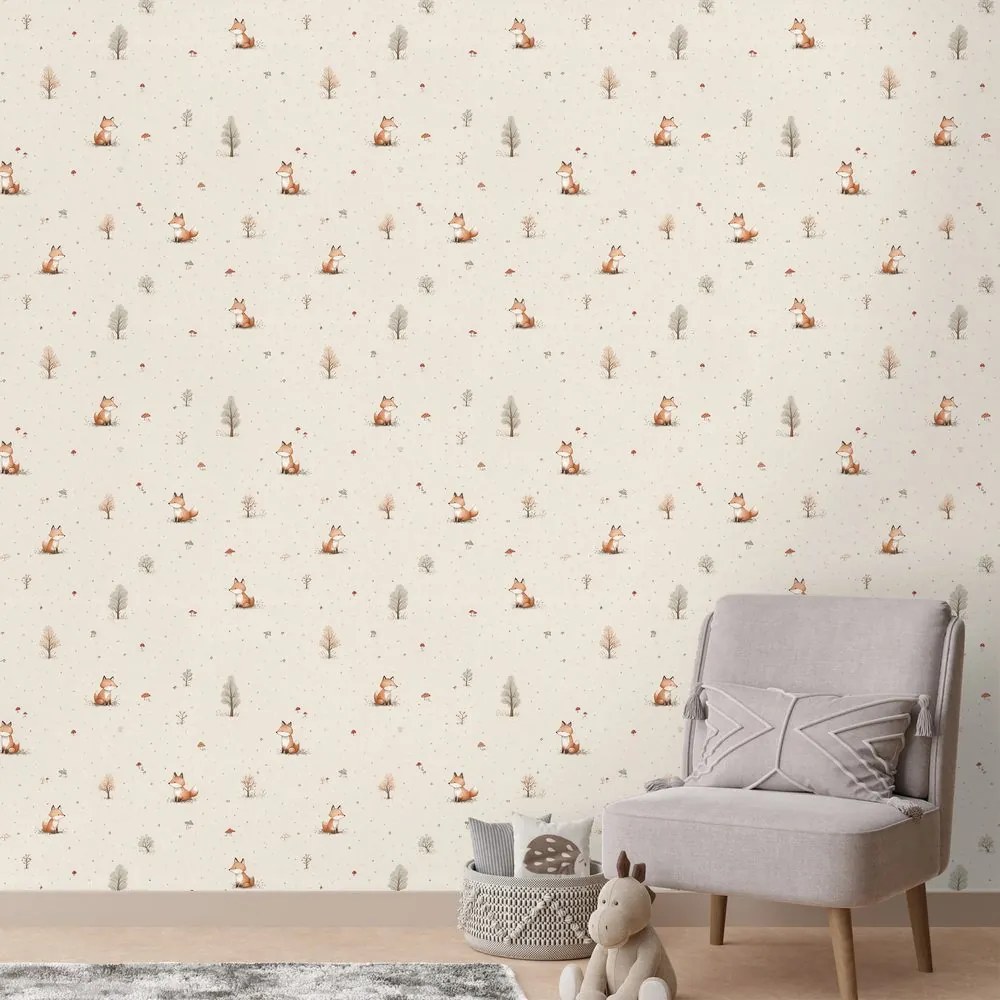 Tapeta lesné líšky a stromy