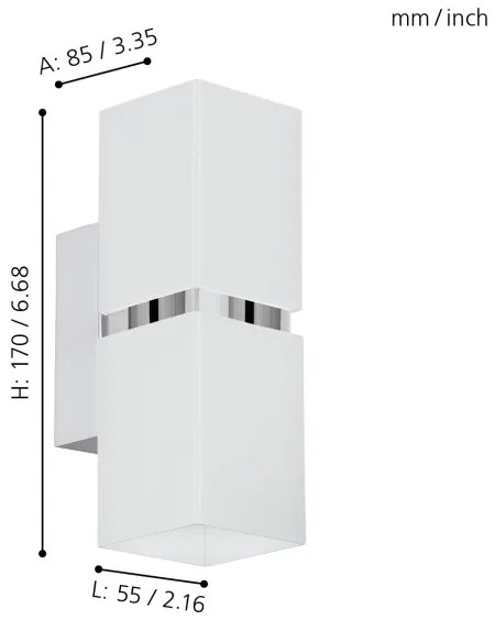 Eglo 95377 - LED Nástenné svietidlo PASSA 2xGU10-LED/4W/230V