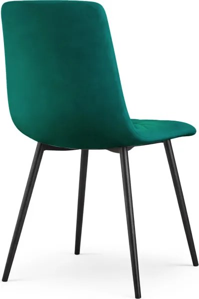 Sada ôsmich jedálenských stoličiek NERO zamatové, fľaškovo zelené / čierne nohy (8 ks)