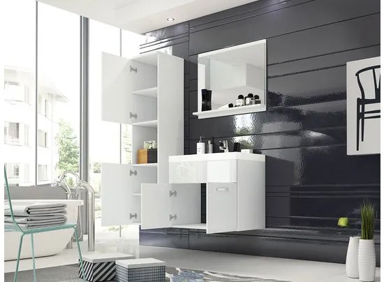 Kúpelňový nábytok Floryna, Farby: biela / šedý lesk, Sifón: bez sifónu, Umývadlová batéria: nie