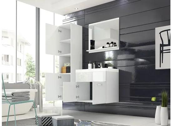 Kúpelňový nábytok Floryna, Farby: biela / šedý lesk, Sifón: so sifónom, Umývadlová batéria: Economico BYU 020M