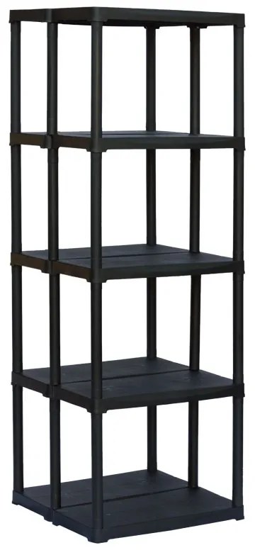 Plastový obojstranný regál TEMPO, 1760 x 600 x 585 mm, 5 políc