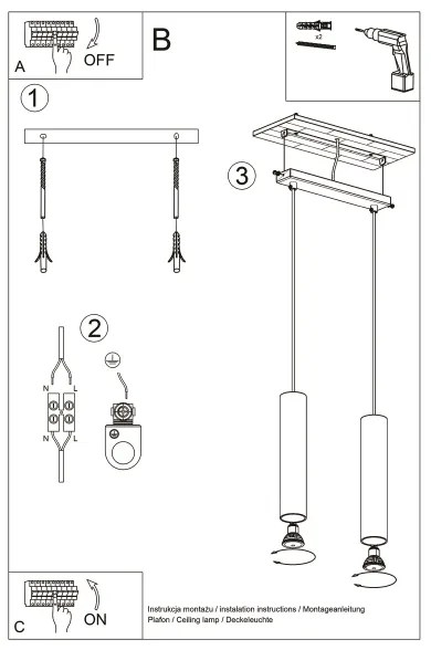 Sollux SL.1241 - Luster na lanku LAGOS 2xGU10/10W/230V zlatá