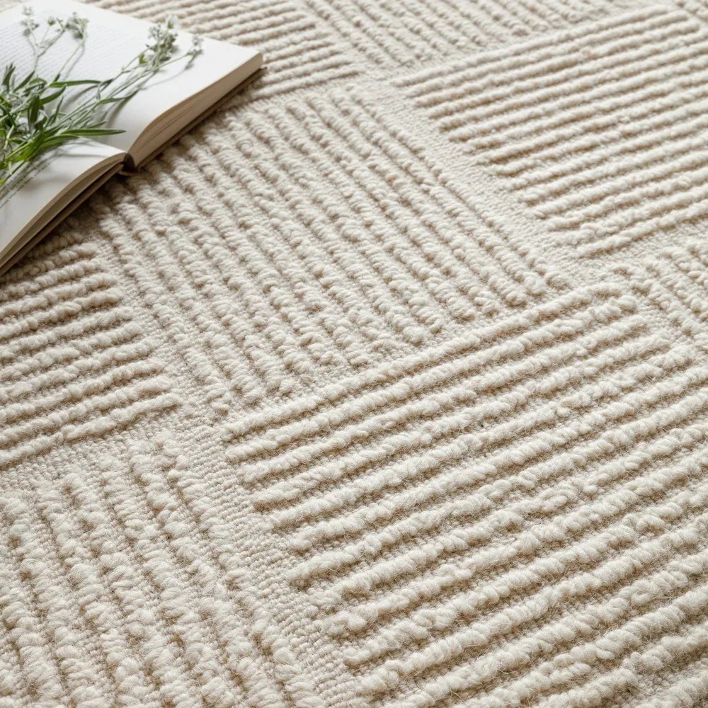 Slonovinový ručne tkaný vlnený koberec 120x170 cm Zennith Grid – Asiatic Carpets