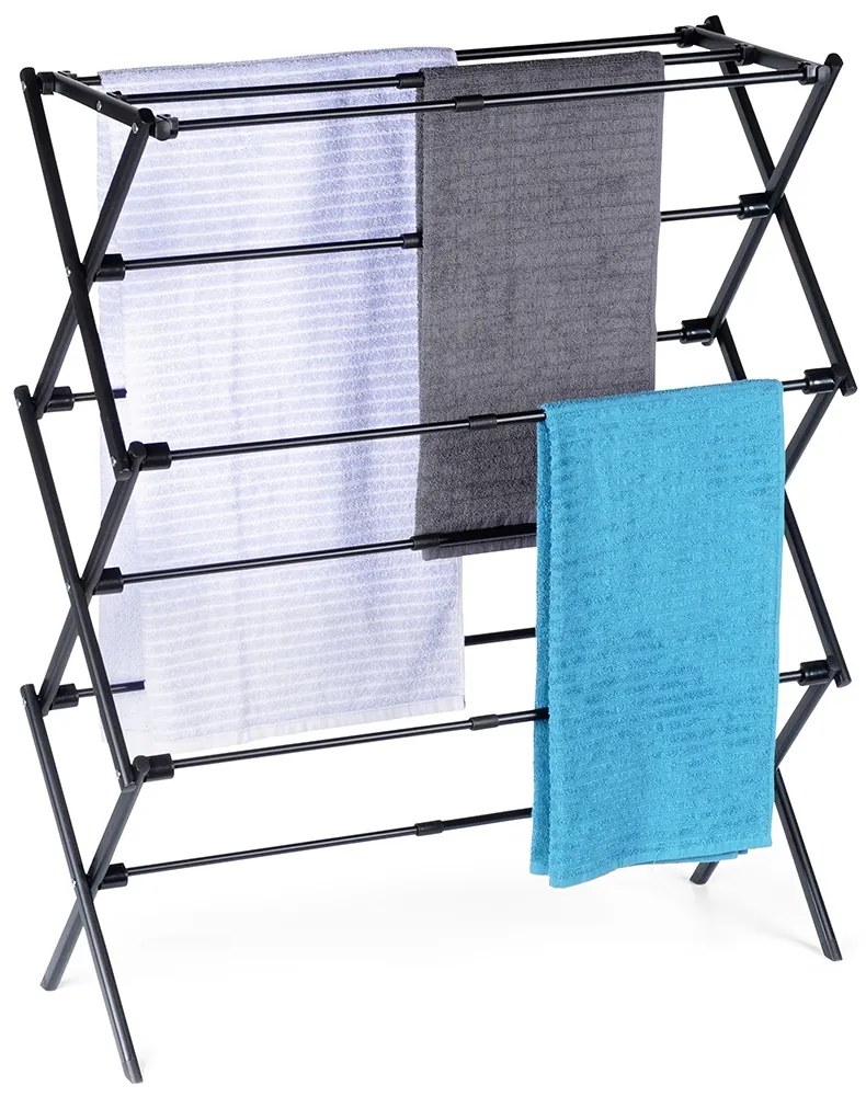 VILDE Sušiak na bielizeň, skladací, čierny kov VILDE, 6 poschodí, 47 - 78 x 94 cm