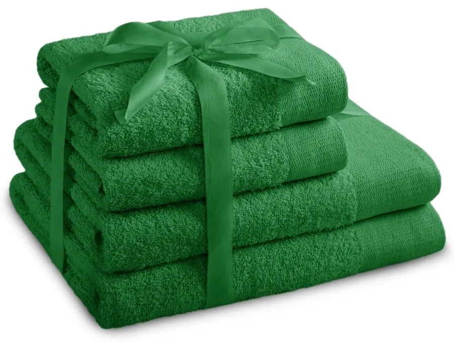 Zelené froté bavlnené uteráky a osušky v súprave 4 ks Amari – Restilo