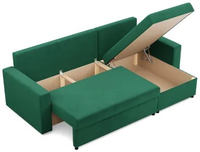 Rohová rozkladacia sedačka NEO Kronos fľaškovo zelená