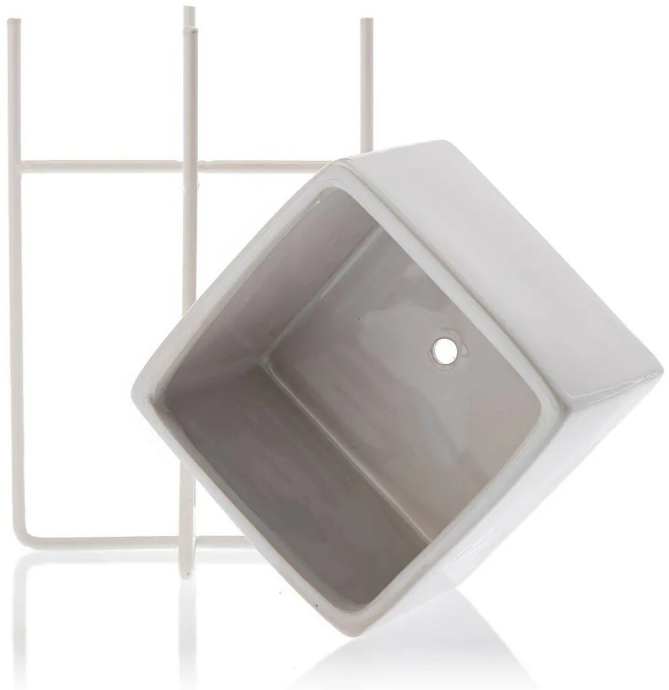 KERAMICKÝ KVETINÁČ SO STOJANOM MIZU 22X12 CM BIELA