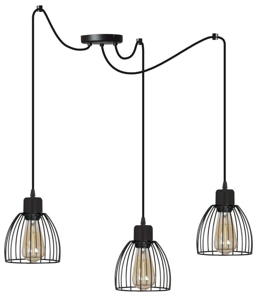 Závesné svietidlo Nuvola Spider, 3x drôtené tienidlo, (mix 4 tvarov tienidla)