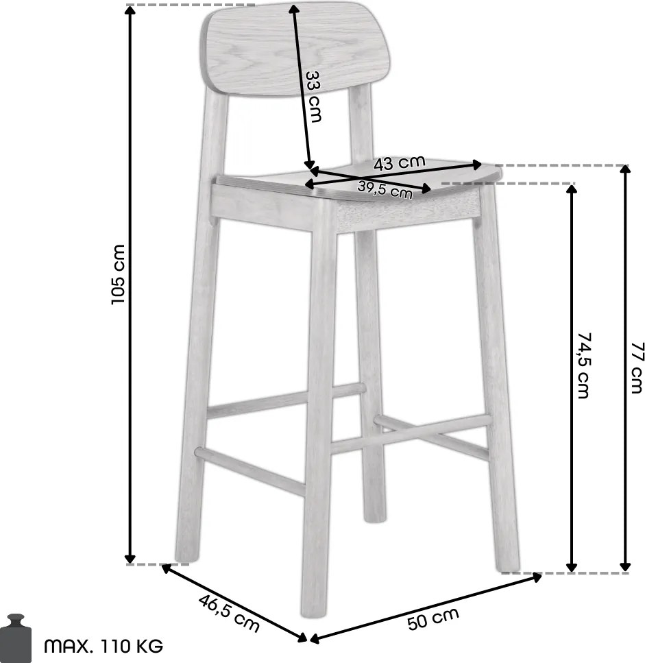 ZARION Prírodný dub – DREVENÁ BAROVÁ STOLIČKA DO KUCHYNE, OBÝVAČKY ALEBO REŠTAURÁCIE