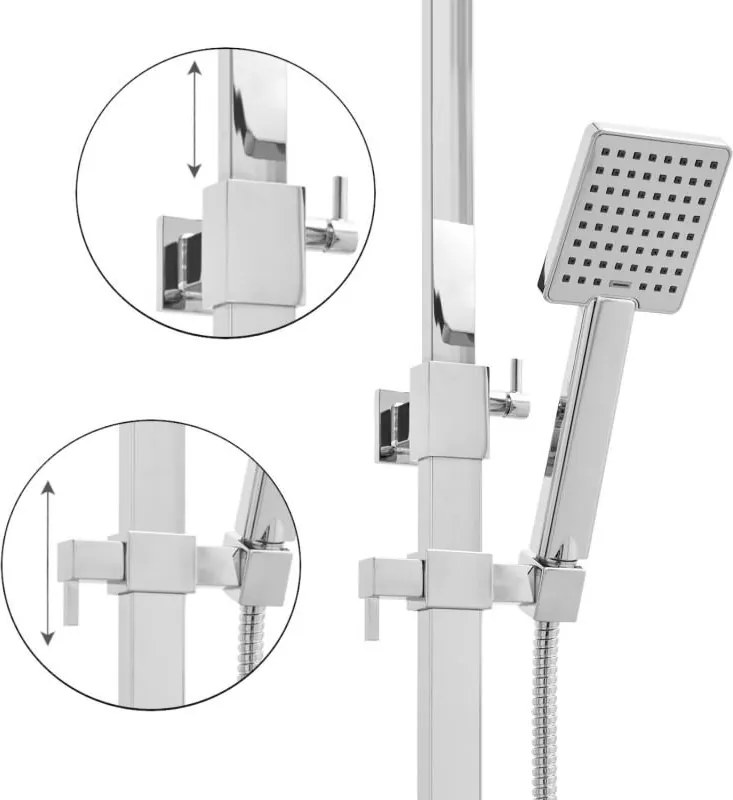 Sprchová tyč TAYLOR s ručnou a dažďovou sprchou - 25x25 cm - chrómová