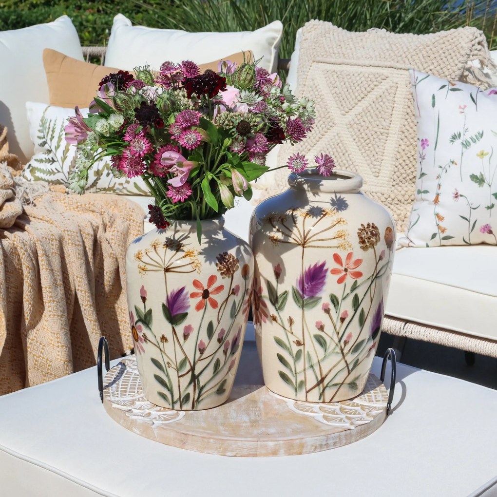 Chic Antique Kameninová váza Floral Cream 25 cm