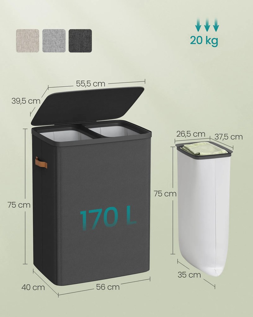 Kôš na bielizeň Daisy Black 2x85l