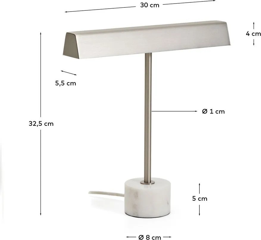 Kovová stolová lampa v striebornej farbe (výška 32,5 cm) Lynor – Kave Home