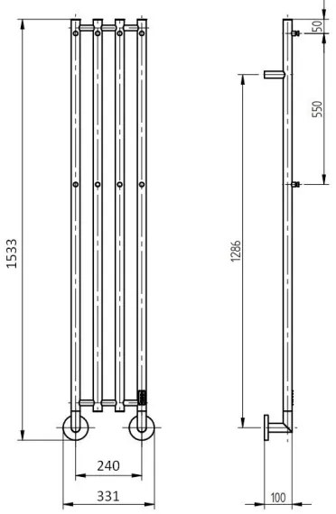 P.M.H. MO1SS-L - Elektrický sušiak na uteráky MONA 93W/230V 153,3 cm IP44 nerez