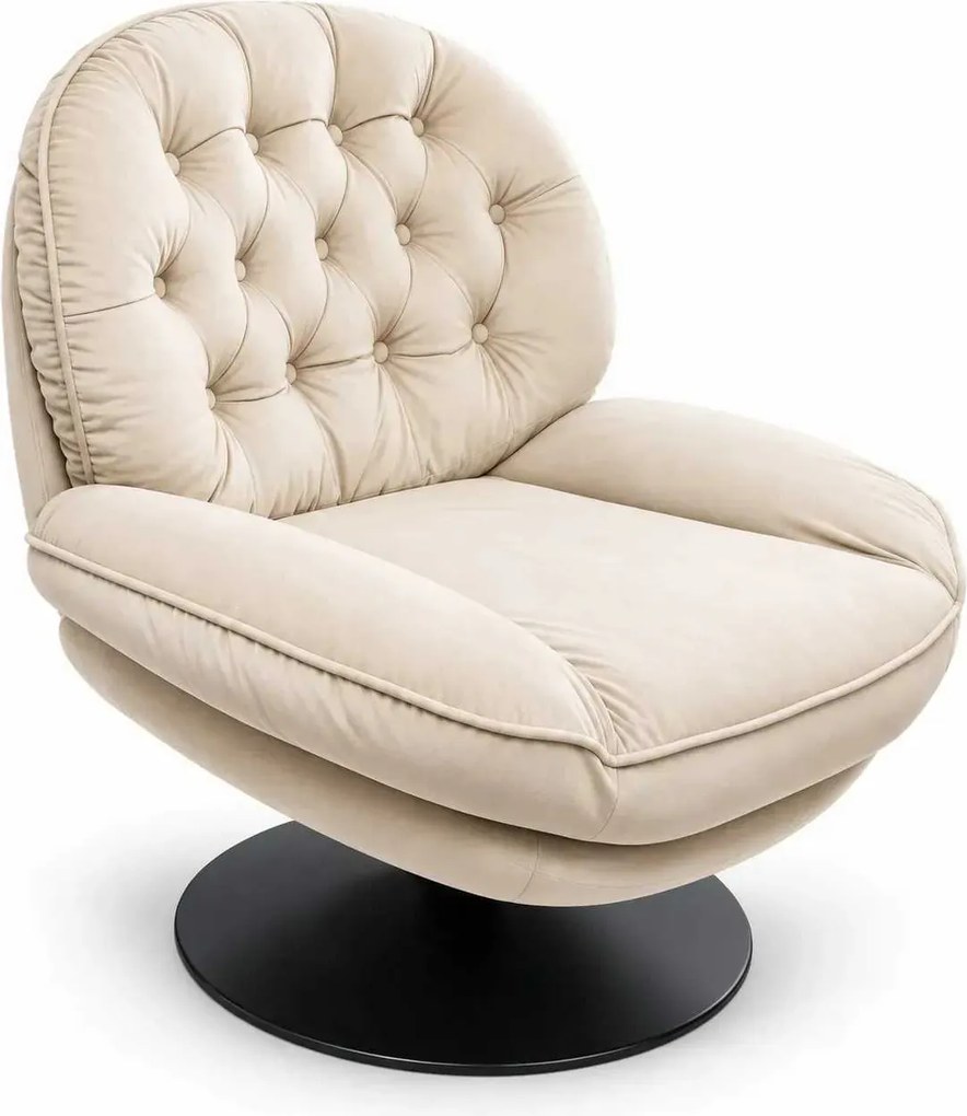LuxuryForm DESIGN Otočné kreslo LUNA s podnožkou - krémové