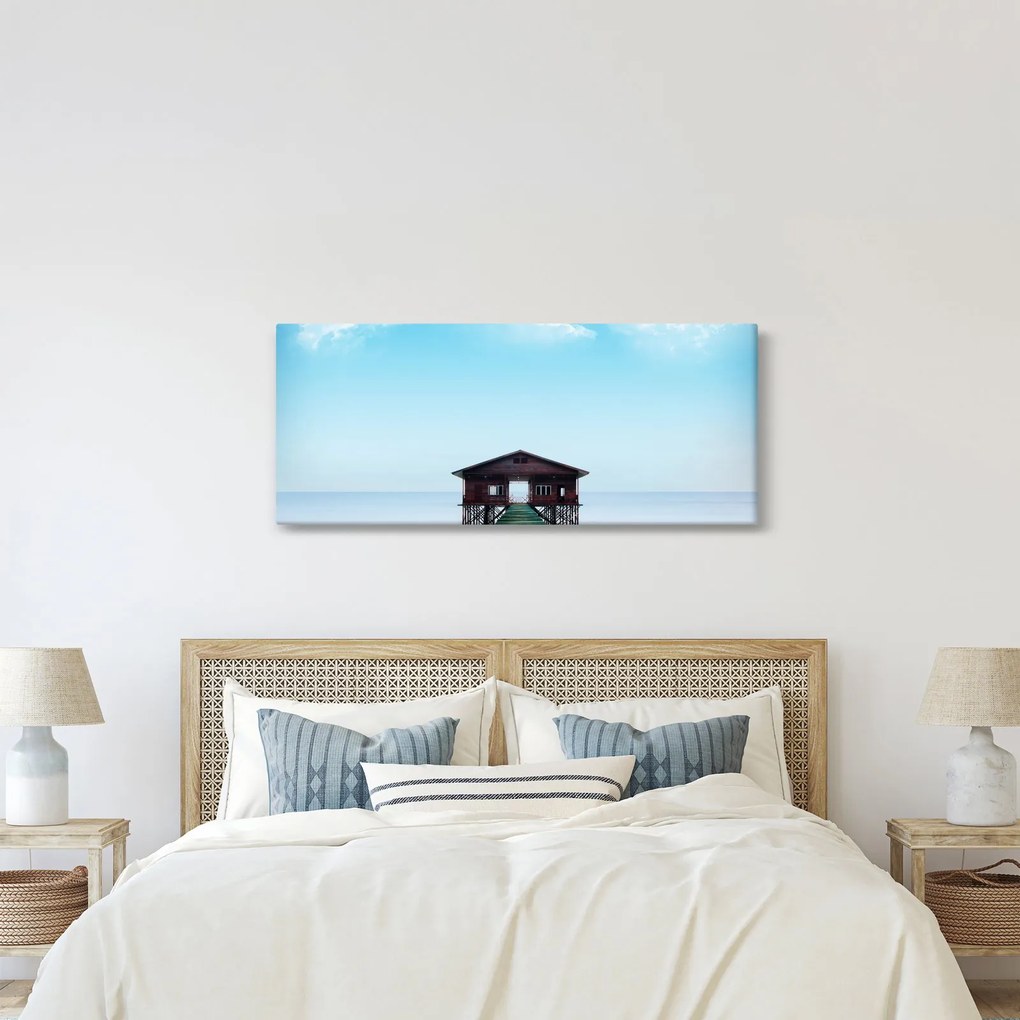Obraz domu na mori (120x50 cm)