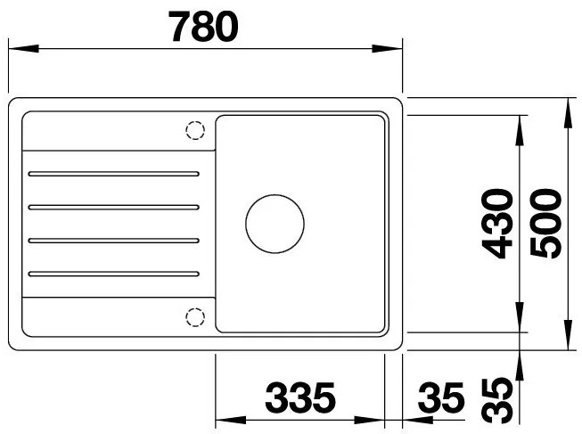 Blanco Legra 45 S, silgranitový drez 780x500 mm, čierna, BLA-526083
