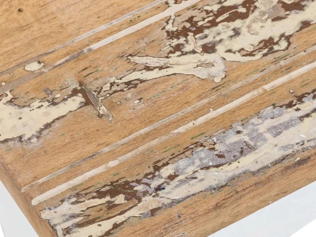 furniture-nabytek.cz - Masivní jídelní stůl Perth z recyklovaného dřeva, lakovaný, bílý s barevnými prvky – 180×90 cm