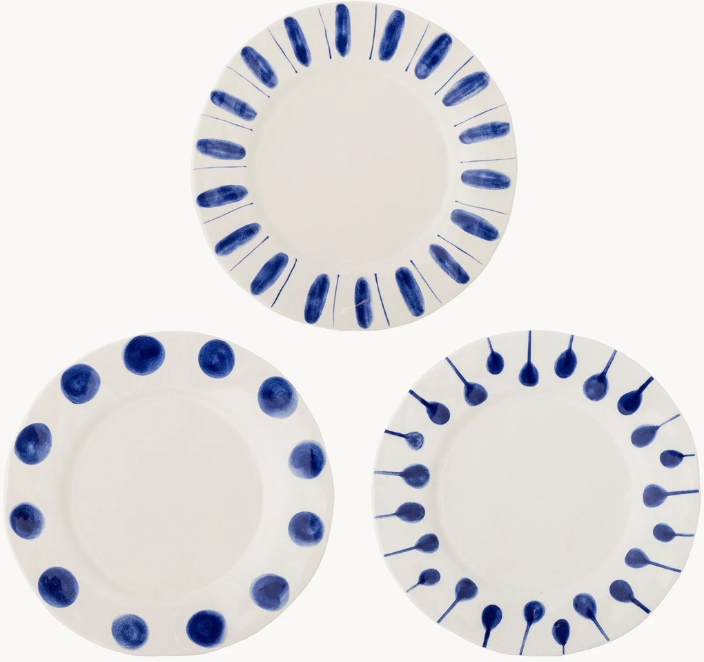 Ručne maľované plytké taniere Linora, 3 ks