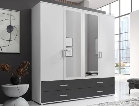 Šatníková skriňa Ivar, 180 cm, biela/grafit%