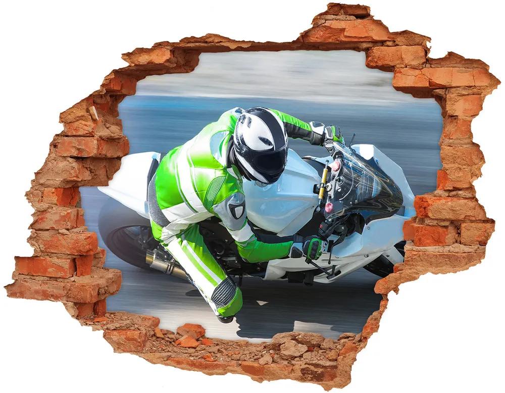 Nálepka 3D diera betón Motocyklový závod nd-c-114562284