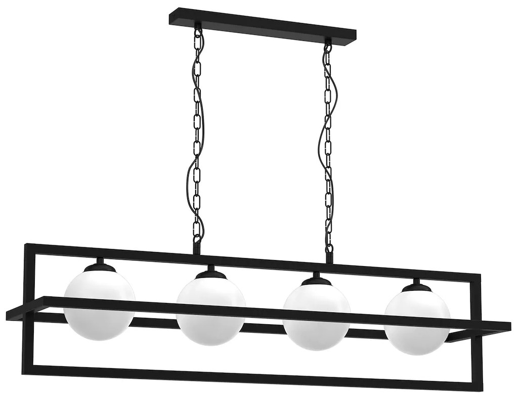 Závesné svietidlo Diego, 5x biele sklenené tienidlo, b