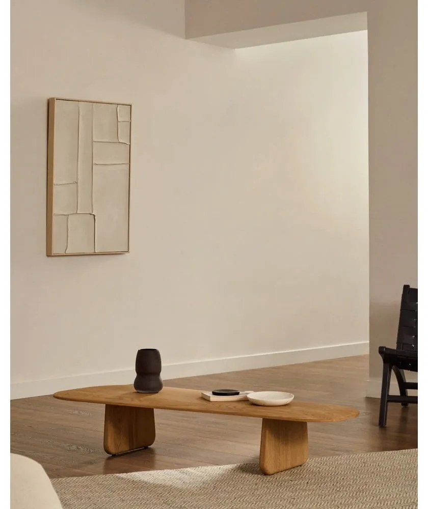 Konferenčný stolík z dubového dreva v prírodnej farbe 64x146 cm Pirita – Kave Home