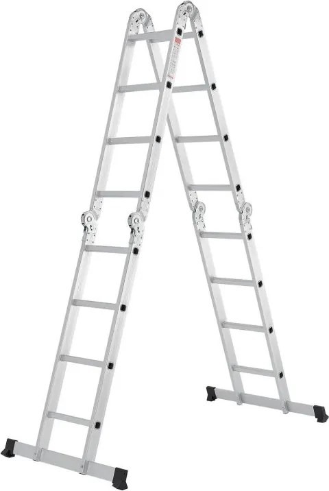 Hliníkový skladací rebrík 3,6 m, 4 dielny, 6 priečok, 150 kg
