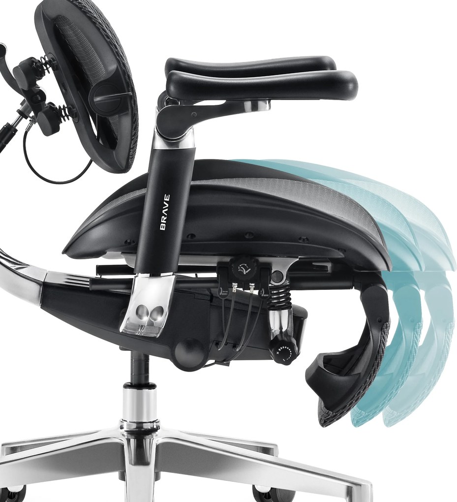 Ergonomická kancelárska stolička s podnožkou Premium Normal Size, čierna: Diablo V-Kinetic