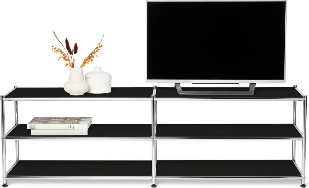 Otvorená kovová nízka skrinka »CN3«, čierna