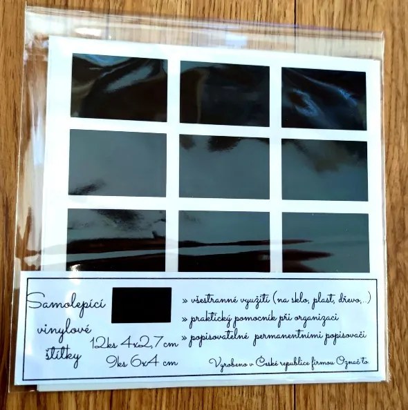 Sada štítkov / nálepiek, štítok čierny "OBDĹŽNIK" - 18 ks Farba: biela