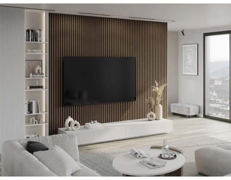 Mexen Lam-F, akustické stenové lamely 275 × 30 cm, plstený podklad 8 mm, technická dyha, orech espresso, S105-275307-3015-019