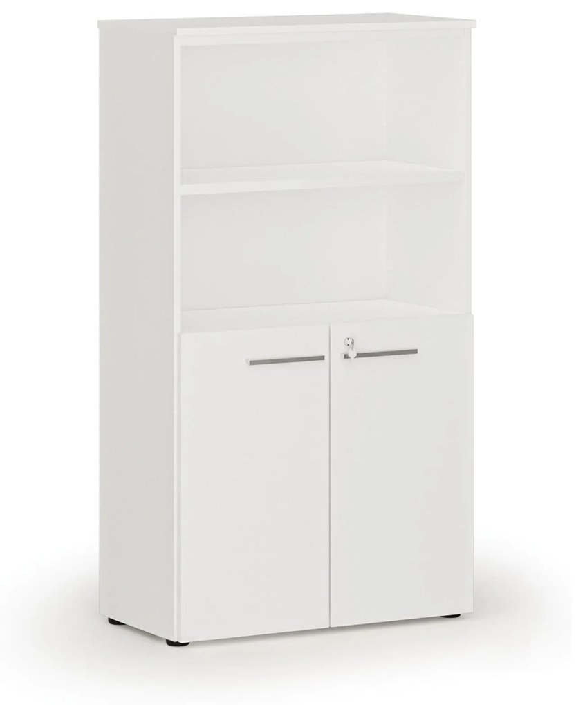 Kombinovaná kancelárska skriňa PRIMO WHITE, dvere na 2 poschodia, 1434 x 800 x 420 mm, biela