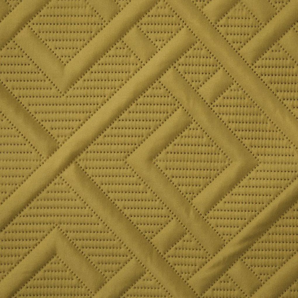 Jednofarebný prehoz na posteľ Alara/2 s geometrickým vzorom, okrový 170x21 cm - PostelnePrehozy.sk