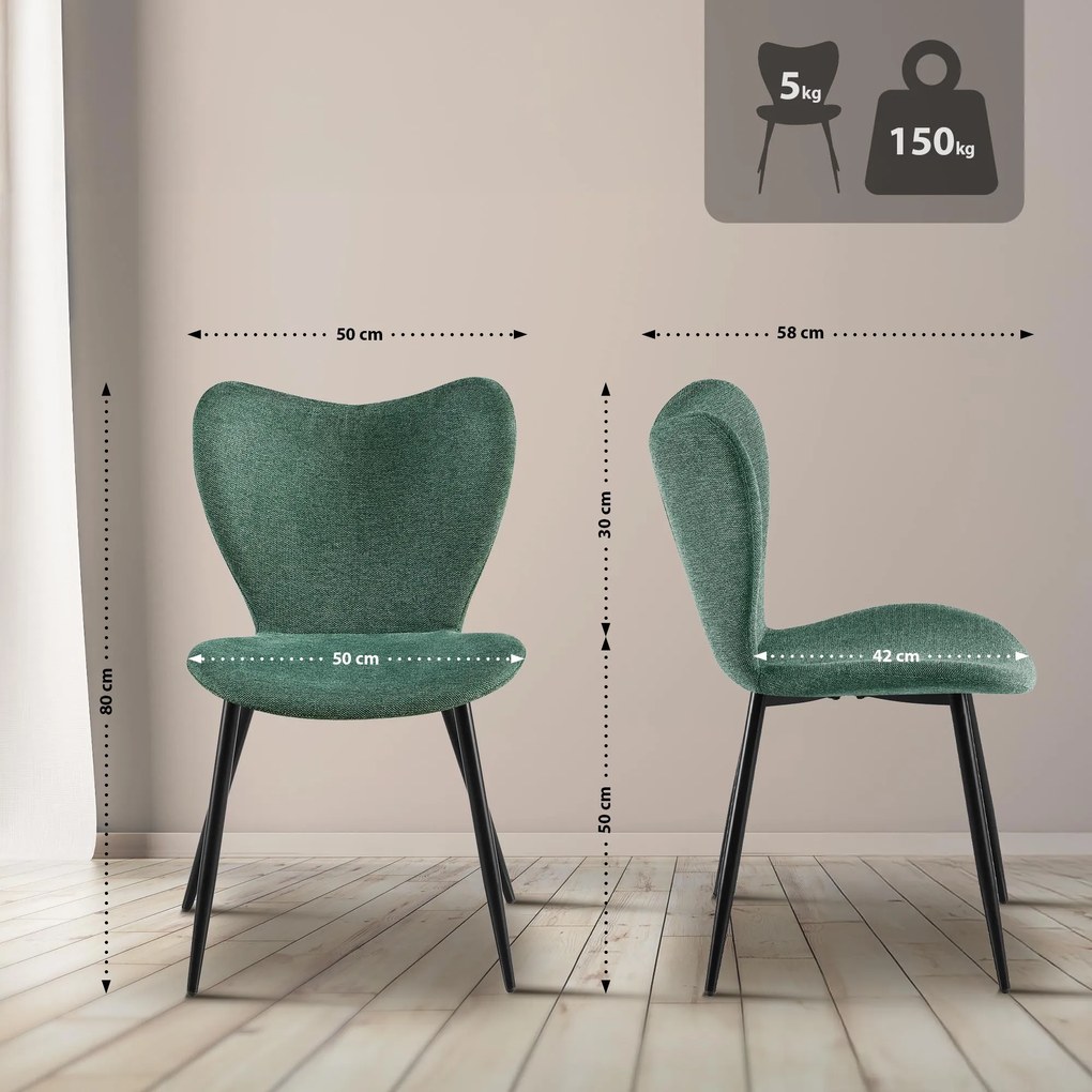 Jedálenská stolička Maika látka - zelená