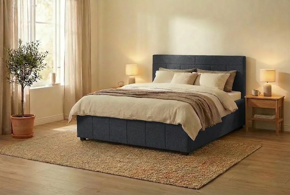 Postel RAM 180x200 cm Tmavomodrá Bez matraca