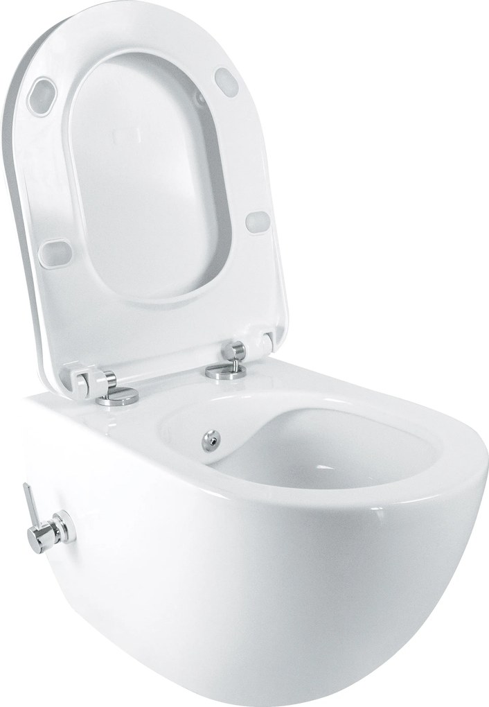 Deante Závesný WC komplet bez okraja s funkciou bidetu Peonia - CBP 6WPW, vrátane SoftClose sedadla, biela