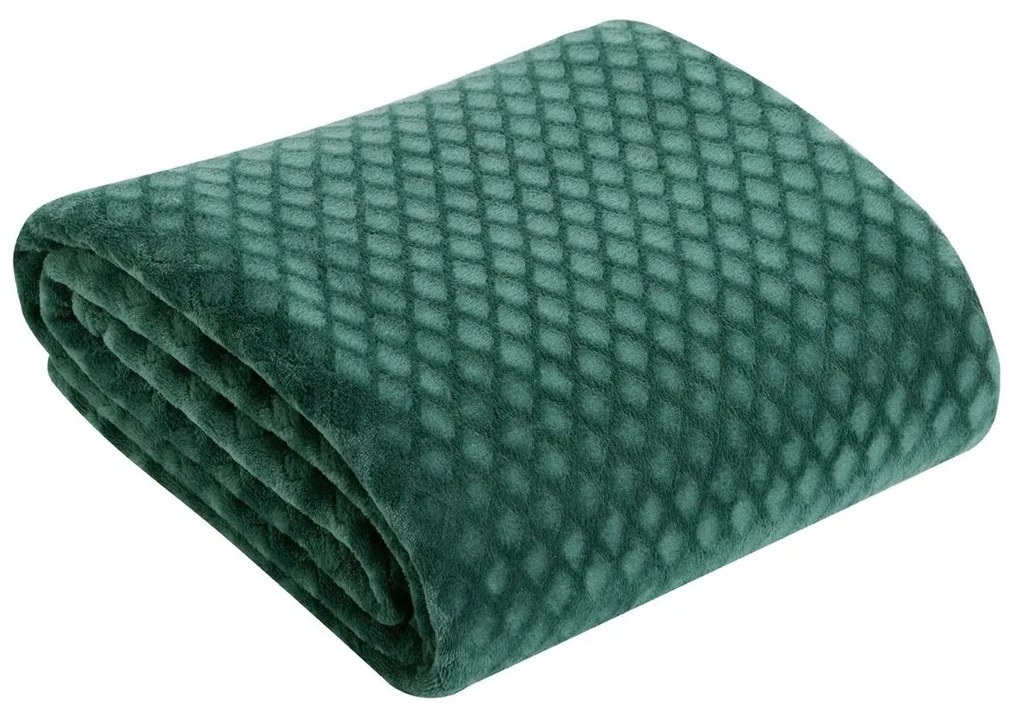 Krásna tmavo zelená hrejivá deka z mikrovlákna 150 x 200 cm