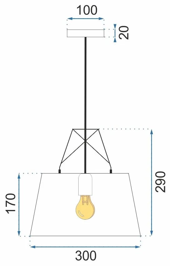 Toolight Toolight, závesná kovová stropná lampa 1xE27 APP422-1CP, čierna, OSW-00552